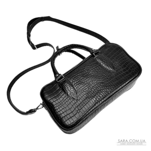 Сумка женская "Бриджит" натуральная кожа, черный  ,тиснение под крокодил Сумка женская "Бриджит" натуральная кожа, черный  ,тиснение под крокодил