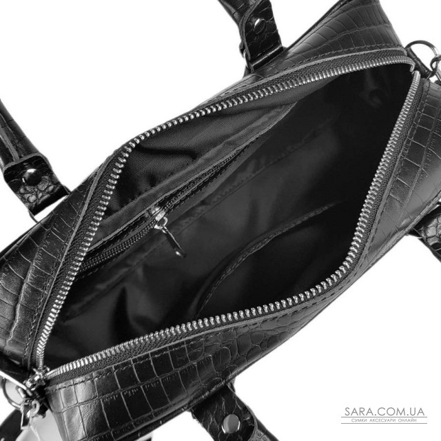 Сумка женская "Бриджит" натуральная кожа, черный  ,тиснение под крокодил Сумка женская "Бриджит" натуральная кожа, черный  ,тиснение под крокодил