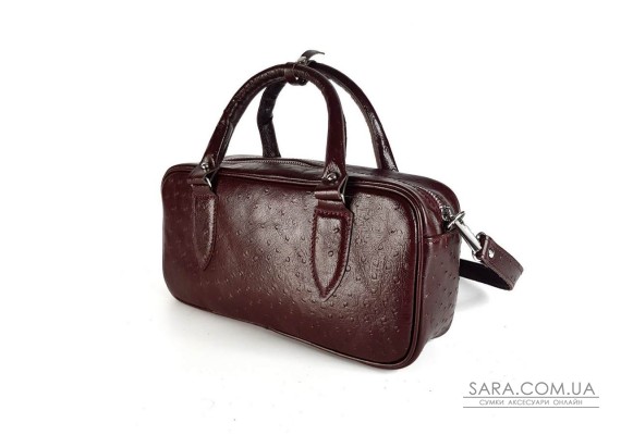 Сумка женская "Бриджит" натуральная кожа страуса (тиснение),бургунди