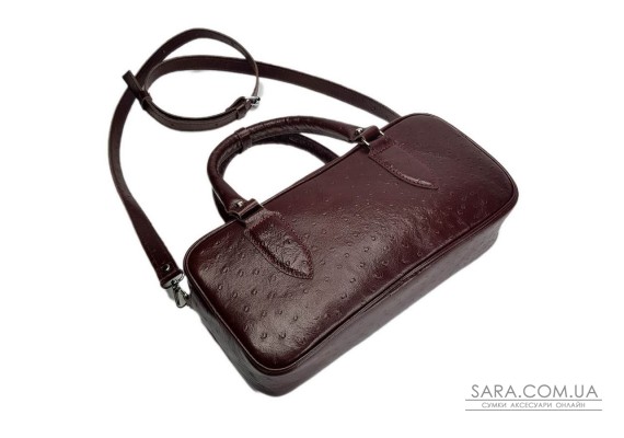 Сумка женская "Бриджит" натуральная кожа страуса (тиснение),бургунди