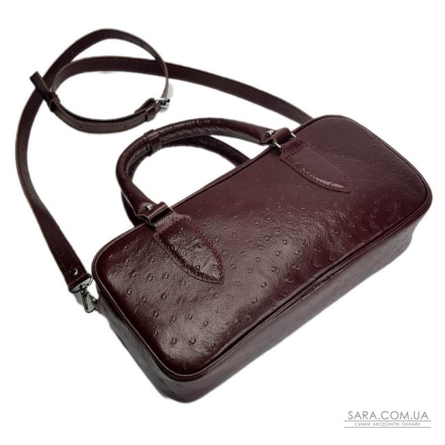 Сумка женская "Бриджит" натуральная кожа страуса (тиснение),бургунди Сумка женская "Бриджит" натуральная кожа страуса (тиснение),бургунди