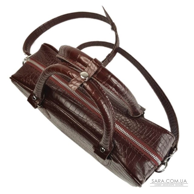 Сумка женская "Бриджит" натуральная кожа, бургунди,тиснение под крокодил Сумка женская "Бриджит" натуральная кожа, бургунди,тиснение под крокодил