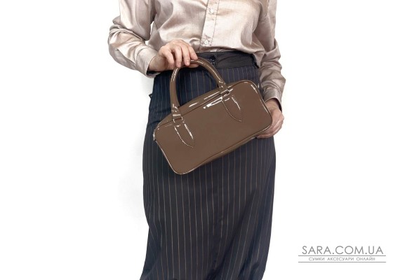 Сумка женская "Бриджит" натуральная лаковая кожа, коричневая ,цвет тофи