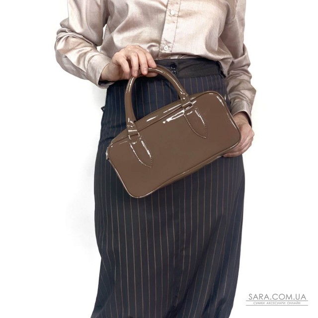 Сумка женская "Бриджит" натуральная лаковая кожа, коричневая ,цвет тофи Сумка женская "Бриджит" натуральная лаковая кожа, коричневая ,цвет тофи