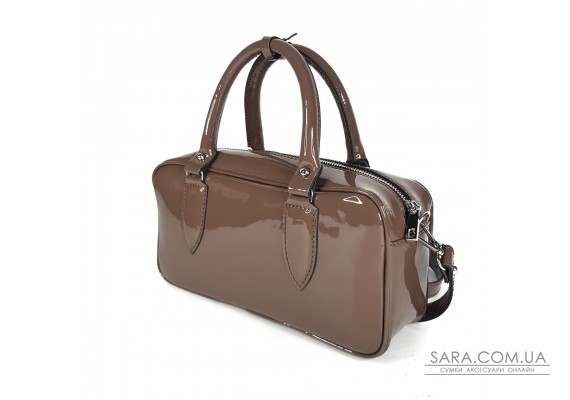 Сумка женская "Бриджит" натуральная лаковая кожа, коричневая ,цвет тофи