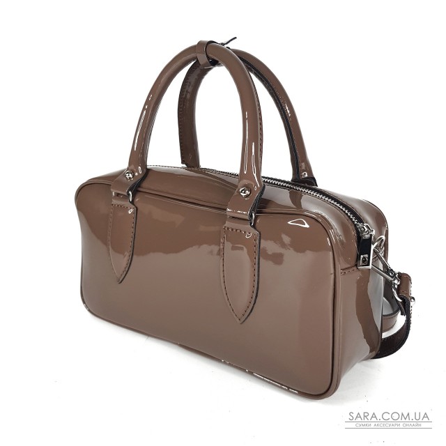 Сумка женская "Бриджит" натуральная лаковая кожа, коричневая ,цвет тофи Сумка женская "Бриджит" натуральная лаковая кожа, коричневая ,цвет тофи