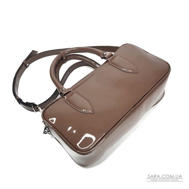Сумка женская "Бриджит" натуральная лаковая кожа, коричневая ,цвет тофи Сумка женская "Бриджит" натуральная лаковая кожа, коричневая ,цвет тофи