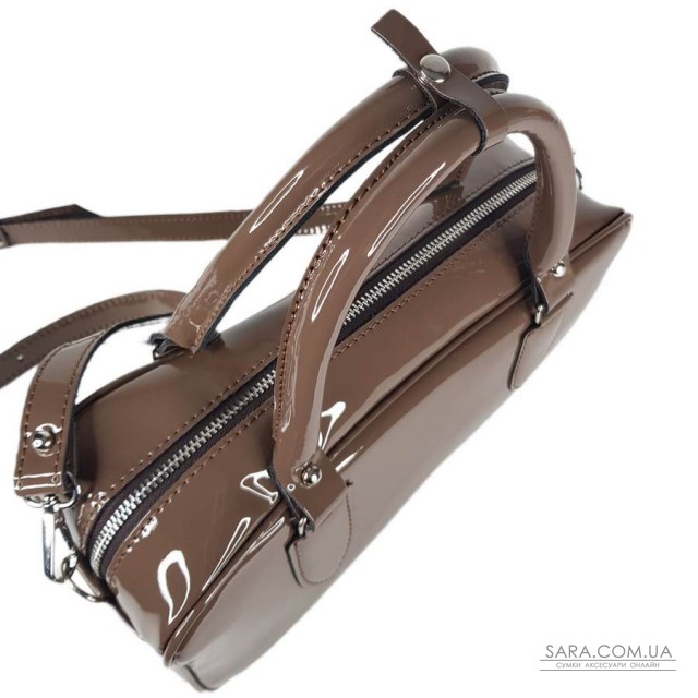 Сумка женская "Бриджит" натуральная лаковая кожа, коричневая ,цвет тофи Сумка женская "Бриджит" натуральная лаковая кожа, коричневая ,цвет тофи