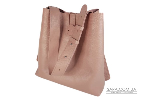 Сумка-шопер "Барбара" натуральна шкіра, рожева тиснення рептилія
