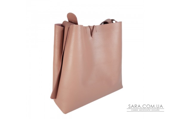 Сумка-шопер "Барбара" натуральна шкіра, рожева тиснення рептилія