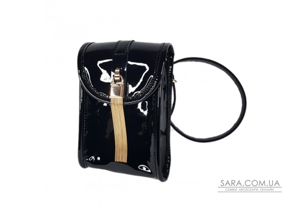 Сумка жіноча "Лайк" лакована шкіра, колір чорний, з ланцюжком