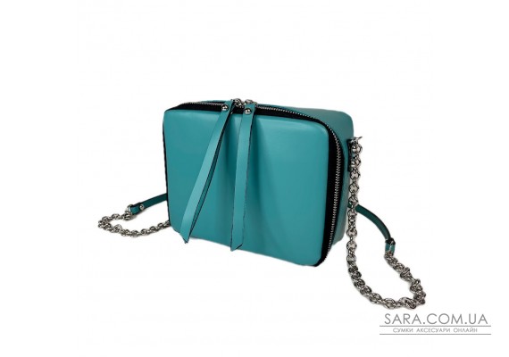 Сумка жіноча "КВАДРО" натуральна шкіра, бірюзова матова