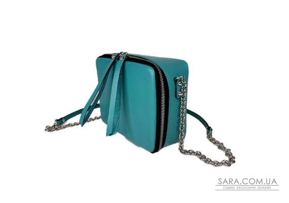 Сумка жіноча "КВАДРО" натуральна шкіра, бірюзова матова