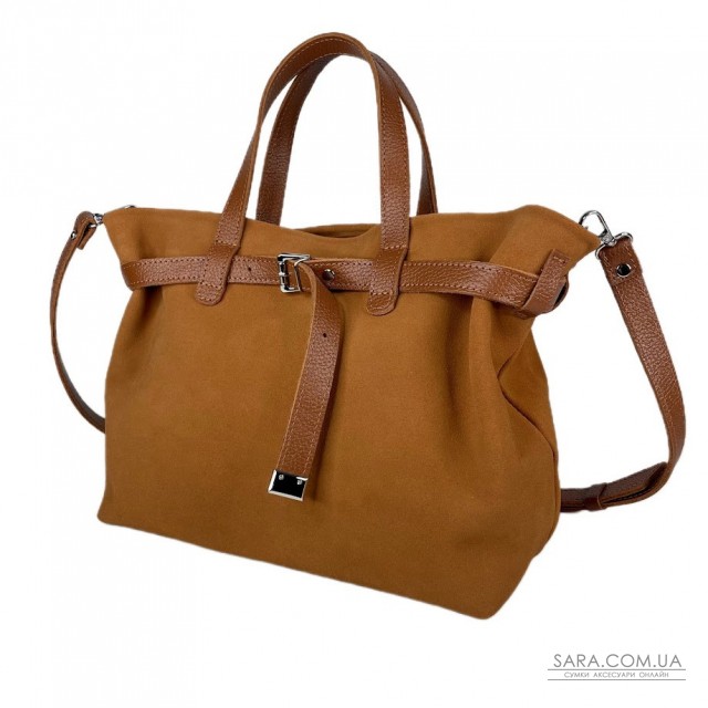 Сумка женская "Хлоя-плюс" натуральная кожа, рыжая флотарь/замш Сумка женская "Хлоя-плюс" натуральная кожа, рыжая флотарь/замш