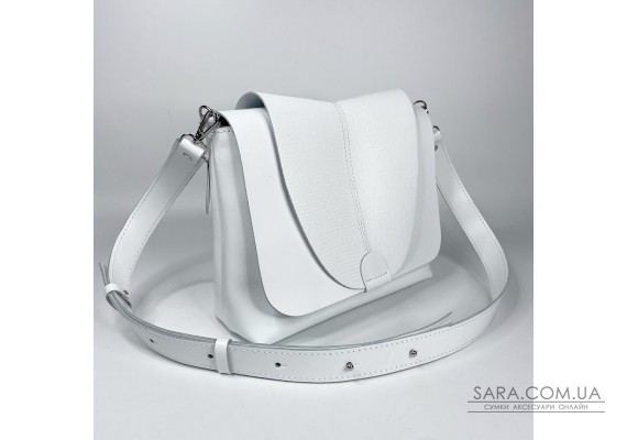 Сумка жіноча "Мішель" натуральна шкіра, біла, тиснення рептилія