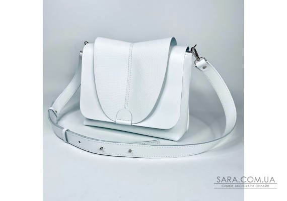 Сумка жіноча "Мішель" натуральна шкіра, біла, тиснення рептилія