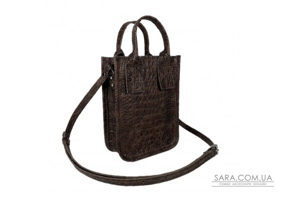 Сумка жіноча "Амелі"" натуральна шкіра, коричнева під крокодила