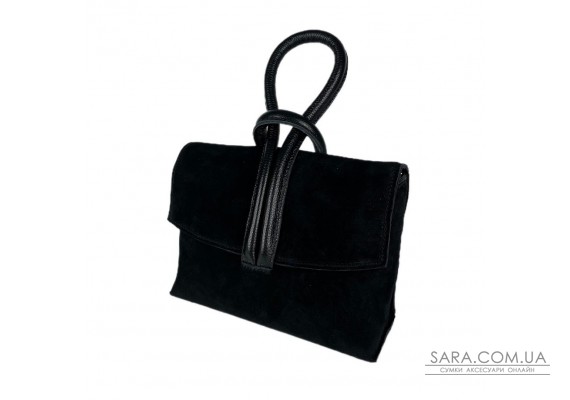 Сумка жіноча "Нота" натуральна шкіра, чорний ,замша