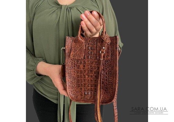Сумка жіноча "Амелі"" натуральна шкіра, рижа під крокодила