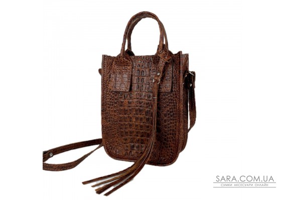 Сумка жіноча "Амелі"" натуральна шкіра, рижа під крокодила