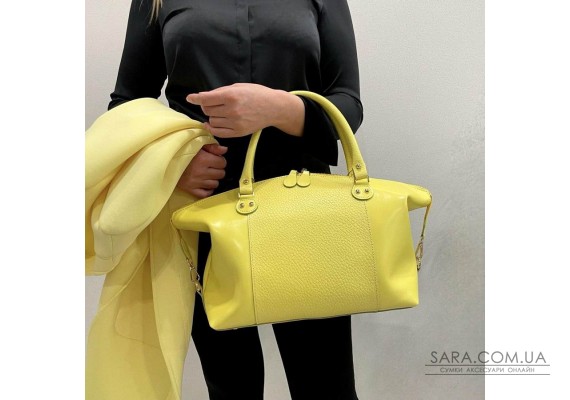 Сумка жіноча "Верона" натуральна шкіра,жовта з тиснення перли