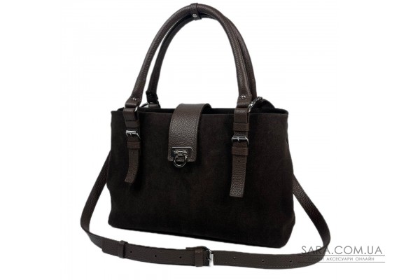 Сумка женская "Луиза" натуральная кожа, коричневая (шоколад), замш