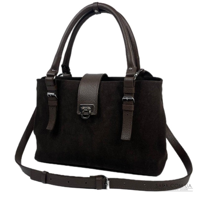 Сумка женская "Луиза" натуральная кожа, коричневая (шоколад), замш Сумка женская "Луиза" натуральная кожа, коричневая (шоколад), замш