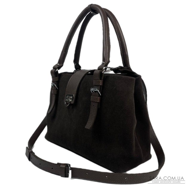 Сумка женская "Луиза" натуральная кожа, коричневая (шоколад), замш Сумка женская "Луиза" натуральная кожа, коричневая (шоколад), замш