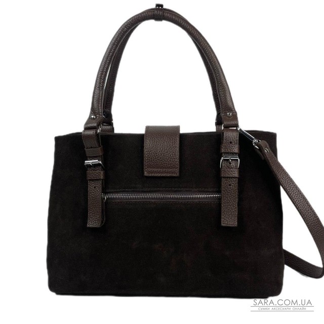 Сумка женская "Луиза" натуральная кожа, коричневая (шоколад), замш Сумка женская "Луиза" натуральная кожа, коричневая (шоколад), замш