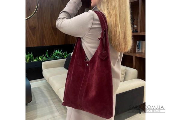 Сумка женская "Линда" натуральная кожа, бургунди  замш
