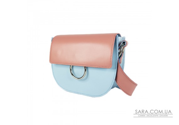 Сумка жіноча "Рута" натуральна шкіра, блакитна / рожева