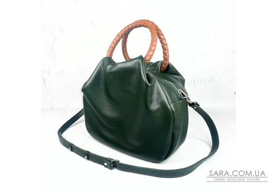 Сумка жіноча "Юта" натуральна шкіра, зелена флотар