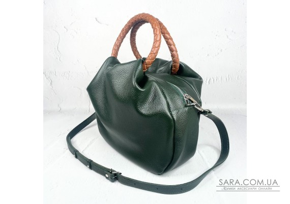 Сумка жіноча "Юта" натуральна шкіра, зелена флотар