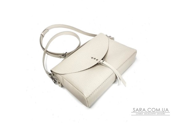 Сумка жіноча "Дороті" натуральна шкіра, слонова кістка  плетінка