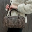 Сумка женская "Бриджит" натуральная кожа, коричневая ,тиснение под крокодила