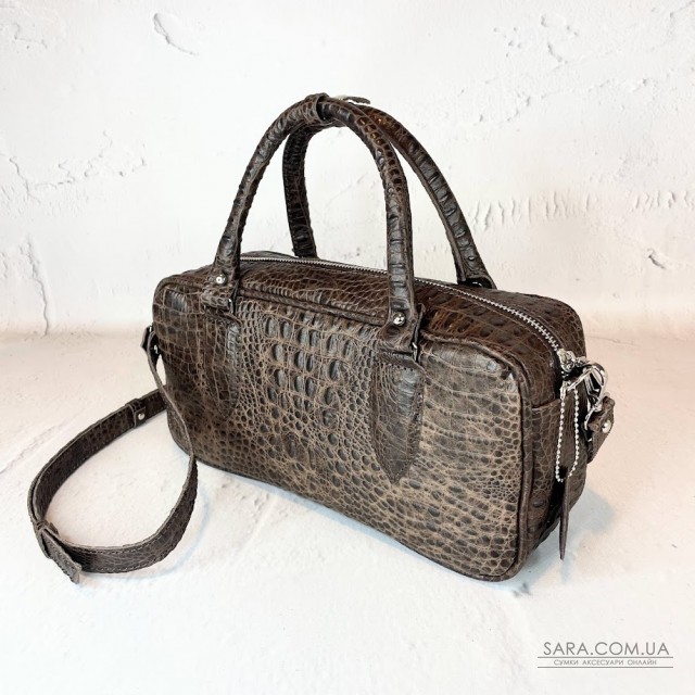 Сумка женская "Бриджит" натуральная кожа, коричневая ,тиснение под крокодила Сумка женская "Бриджит" натуральная кожа, коричневая ,тиснение под крокодила