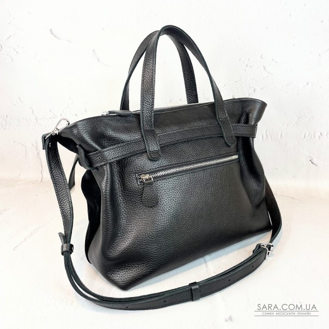 Сумка женская "Хлоя-плюс" натуральная кожа, черная флотарь/замш Сумка женская "Хлоя-плюс" натуральная кожа, черная флотарь/замш