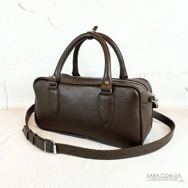 Сумка женская "Бриджит" натуральная кожа, коричневая ,тиснение флотарь Сумка женская "Бриджит" натуральная кожа, коричневая ,тиснение флотарь