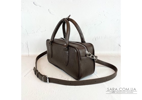 Сумка женская "Бриджит" натуральная кожа, коричневая ,тиснение флотарь