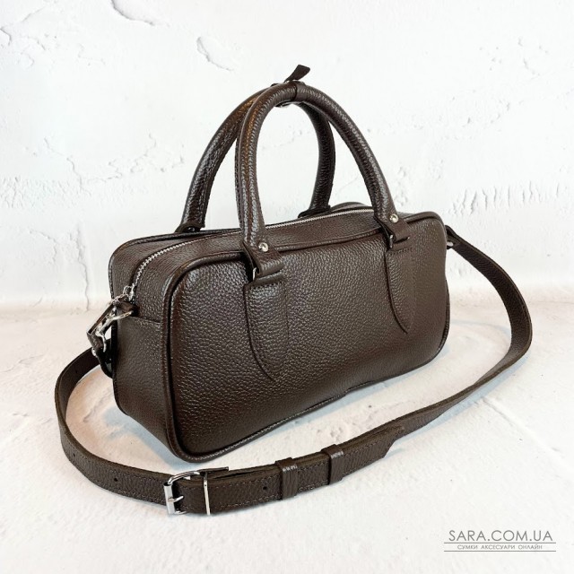 Сумка женская "Бриджит" натуральная кожа, коричневая ,тиснение флотарь Сумка женская "Бриджит" натуральная кожа, коричневая ,тиснение флотарь