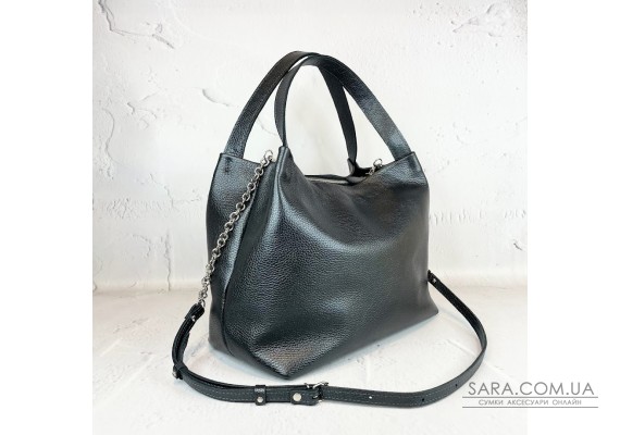Сумка жіноча "Жаклін-плюс" натуральна шкіра, сірий металік флотар