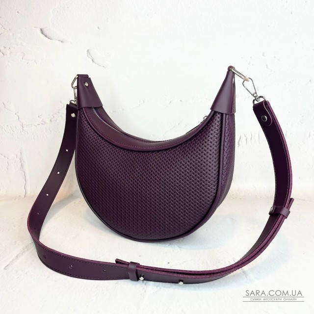 Сумка женская "Селена" натуральная кожа , фиолетовая (баклажвн) с тиснением под рептилию Сумка женская "Селена" натуральная кожа , фиолетовая (баклажвн) с тиснением под рептилию