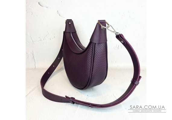 Сумка женская "Селена" натуральная кожа , фиолетовая (баклажвн) с тиснением под рептилию