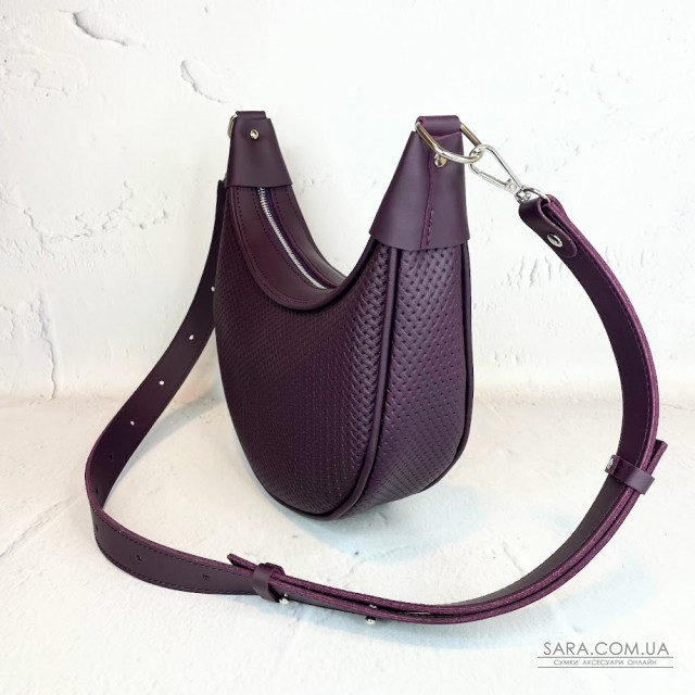 Сумка женская "Селена" натуральная кожа , фиолетовая (баклажвн) с тиснением под рептилию Сумка женская "Селена" натуральная кожа , фиолетовая (баклажвн) с тиснением под рептилию