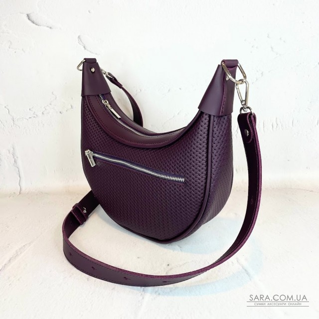Сумка женская "Селена" натуральная кожа , фиолетовая (баклажвн) с тиснением под рептилию Сумка женская "Селена" натуральная кожа , фиолетовая (баклажвн) с тиснением под рептилию