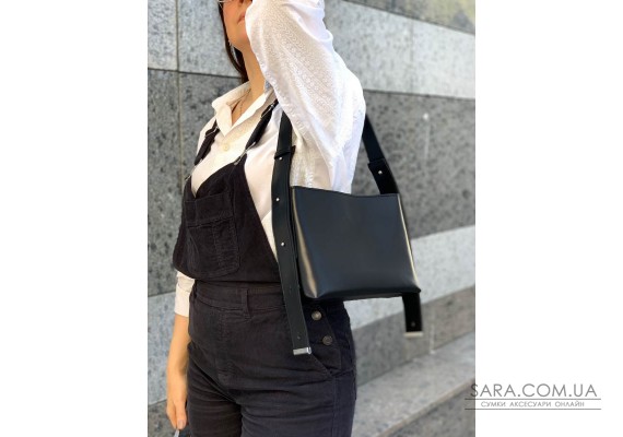 Сумка жіноча "Демі" натуральна шкіра,чорна матова