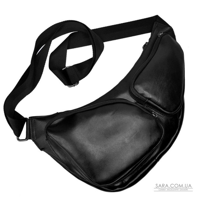 Сумка-бананка чоловіча "Вікінг" натуральна шкіра, чорний матова Сумка-бананка чоловіча "Вікінг" натуральна шкіра, чорний матова