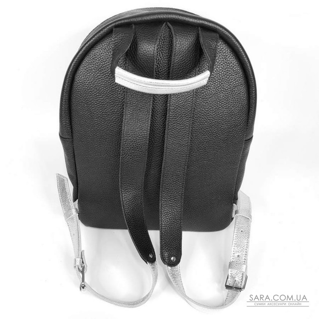 Рюкзак мужской "Багги" натуральная кожа, черный/серебро Рюкзак мужской "Багги" натуральная кожа, черный/серебро