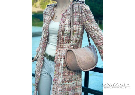 Сумка жіноча "Орео" натуральна шкіра, рожевий (пудра) флотарь