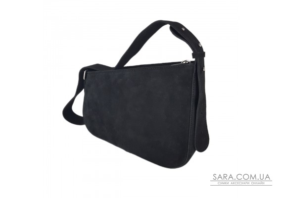 Сумка жіноча "Наомі" натуральна шкіра, замша чорна